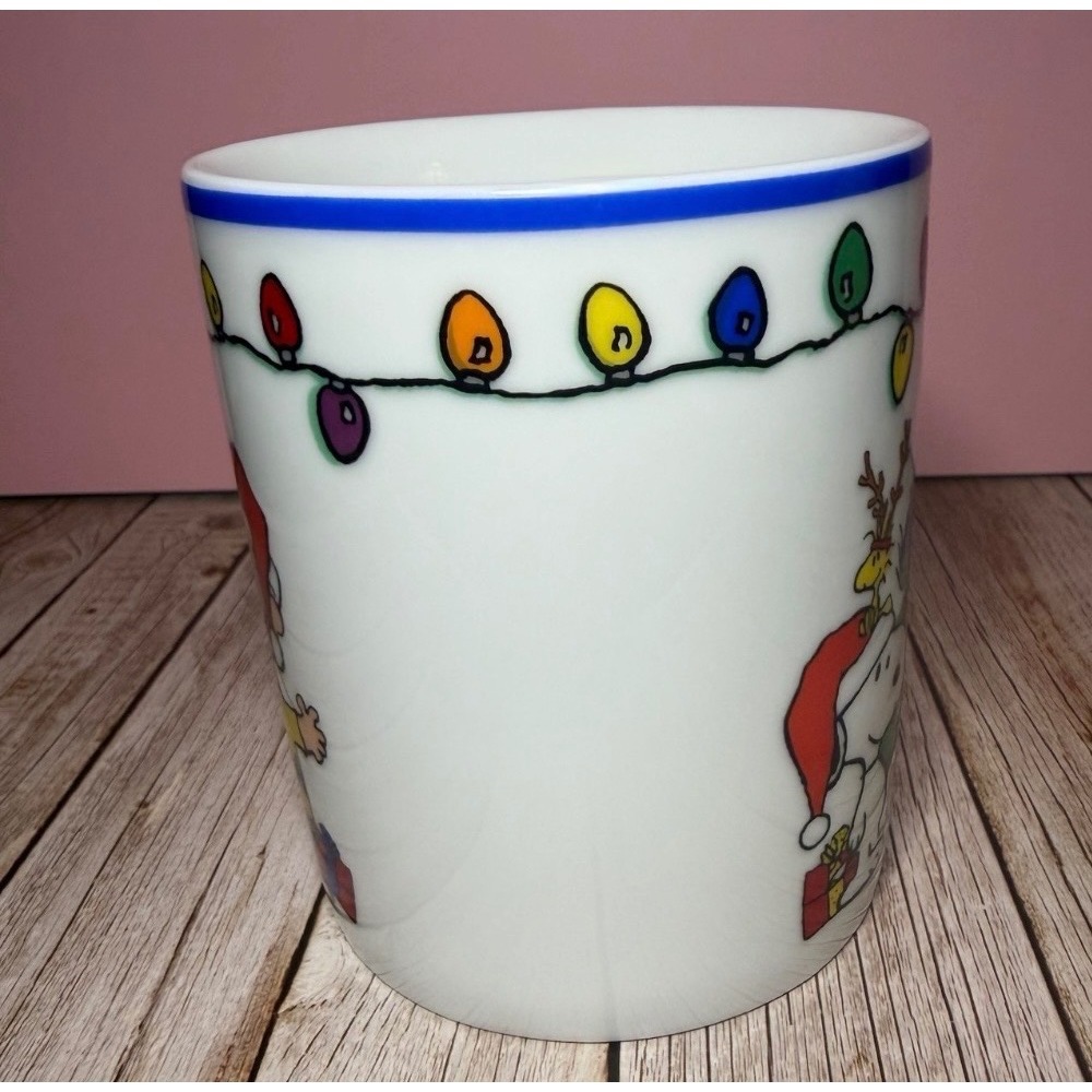 Peanuts Christmas Mug 14 oz Gibson Charlie Brown Snoopy Holiday Tree Vintage - Picture 3 of 5